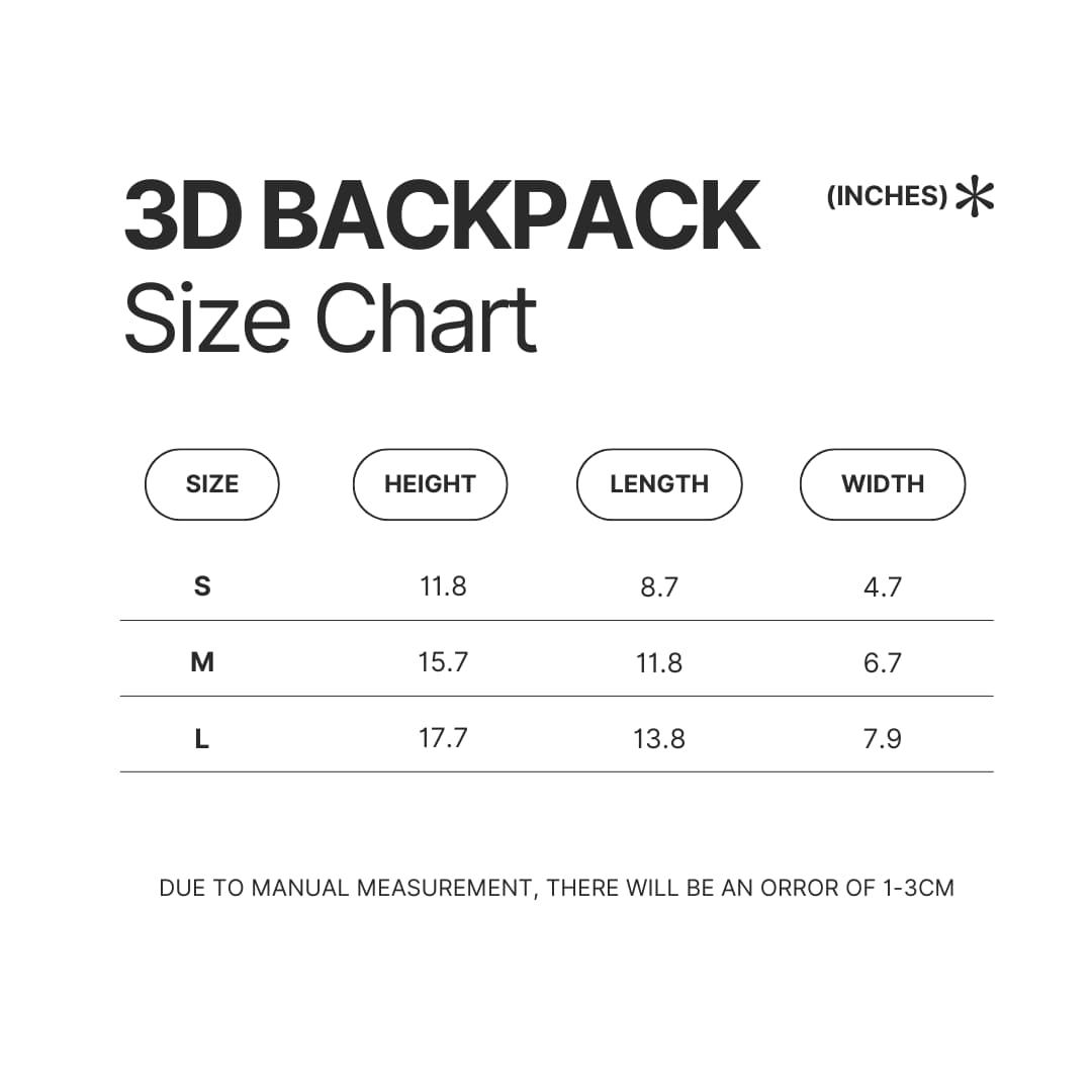 3D Backpack Size Chart - Vet Gifts UK