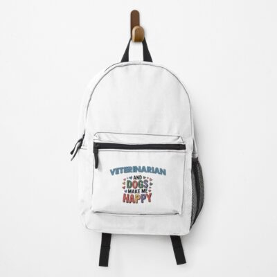 Happy Veterinarian With Dog Friends Backpack