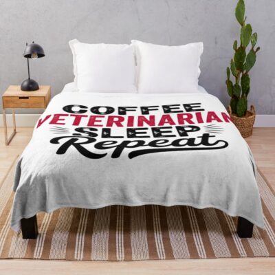 Coffee Veterinarian Sleep Repeat Throw Blanket