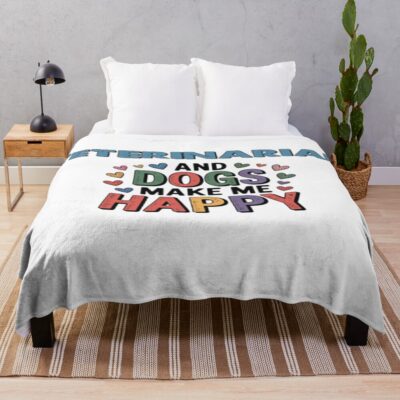 Veterinarian And Dogs Make Me Happy Throw Blanket