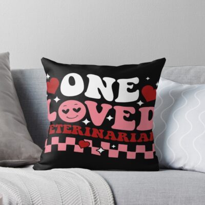 Loved Veterinarian Groovy Retro Throw Pillow